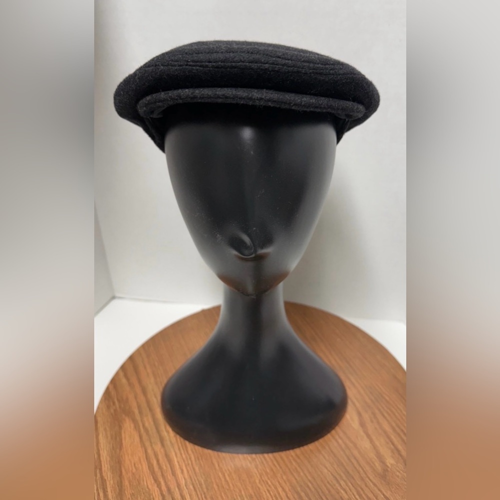 Country Gentleman Vtg Black Wool Cashmere Ascot Newsboy Cap #04553 Made in Italy